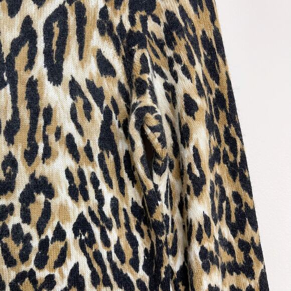 J Mclaughlin Leopard Sancerre Cashmere Sweater XSmall XS Brown Black Crew Neck - Picture 5 of 11